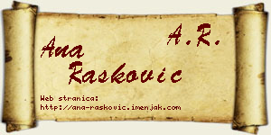 Ana Rašković vizit kartica